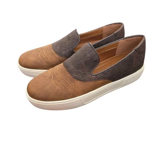 Volatile Loafer Womens 9 Sneaker Rosecrans Brown Faux Leather Slip On Shoe - Picture 1 of 8
